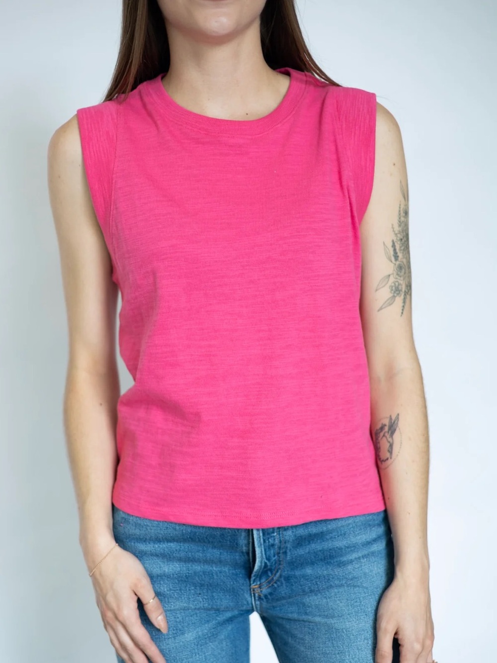 Faherty Sunwashed Slub Muscle Tank in Hot Pink
